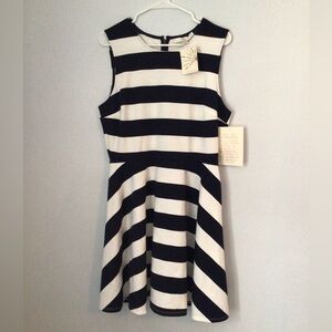Boston Proper NWT Woman’s Navy Blue & Off White Striped Mini Dress.  Size 14